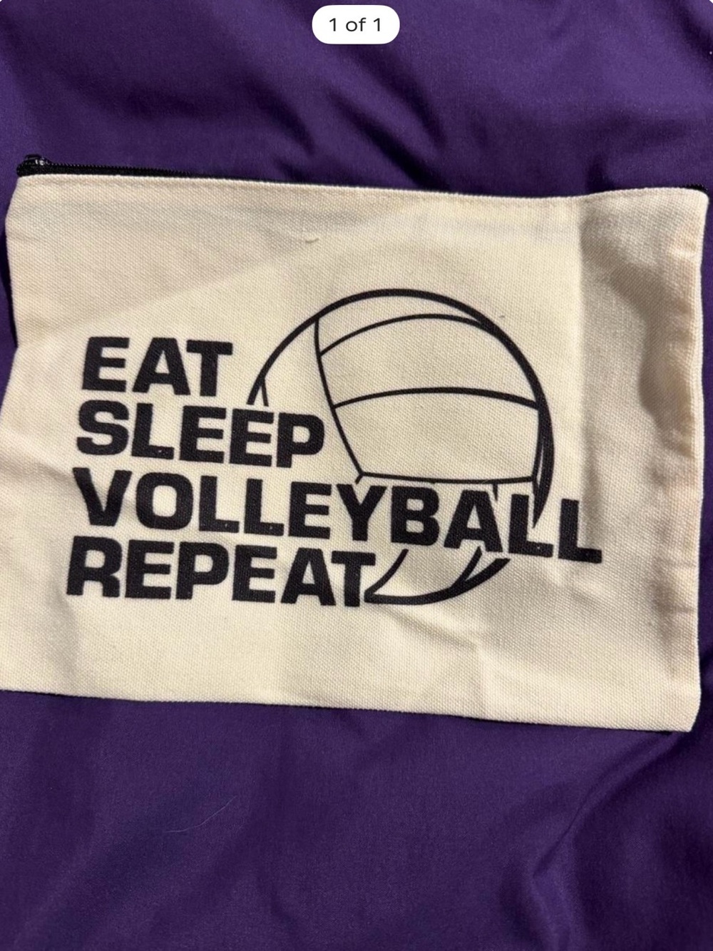 White Volleyball Graphic Canvas Pouch - Eat Sleep Volleyball Repeat